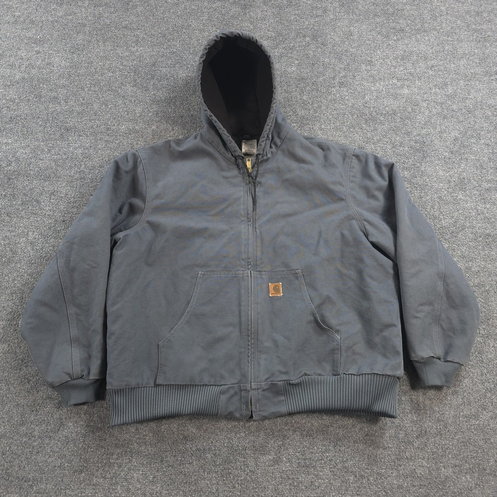 Vintage Carhartt Jacket Mens 2XL Gray Quilt Lined Active Canvas Work J130 STW